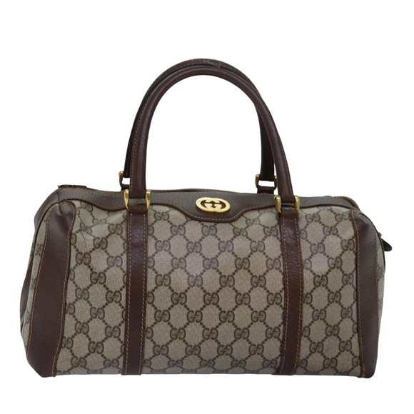 GUCCI GG Supreme Mini Boston Bag PVC Beige Auth ki4575 - Picture 1 of 16